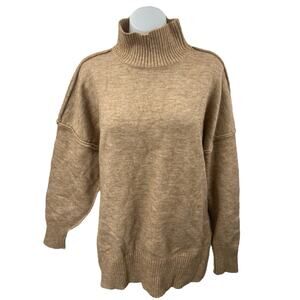 Commense Women's Tan Beige Khaki Turtleneck Knit Pullover Sweater Top Size XS